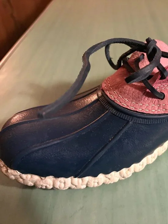 Womens L.L. Bean Pink Blue Low Waterproof Duck Boots Size 10 M - Picture 8 of 14